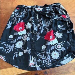 LOFT Blue Gray Bubble Mini Skirt Tie Front